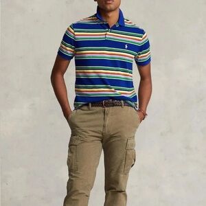 Men's Ralph Lauren Classic Fit Striped Polo Navy/Multi-Color 710906220001 2XL